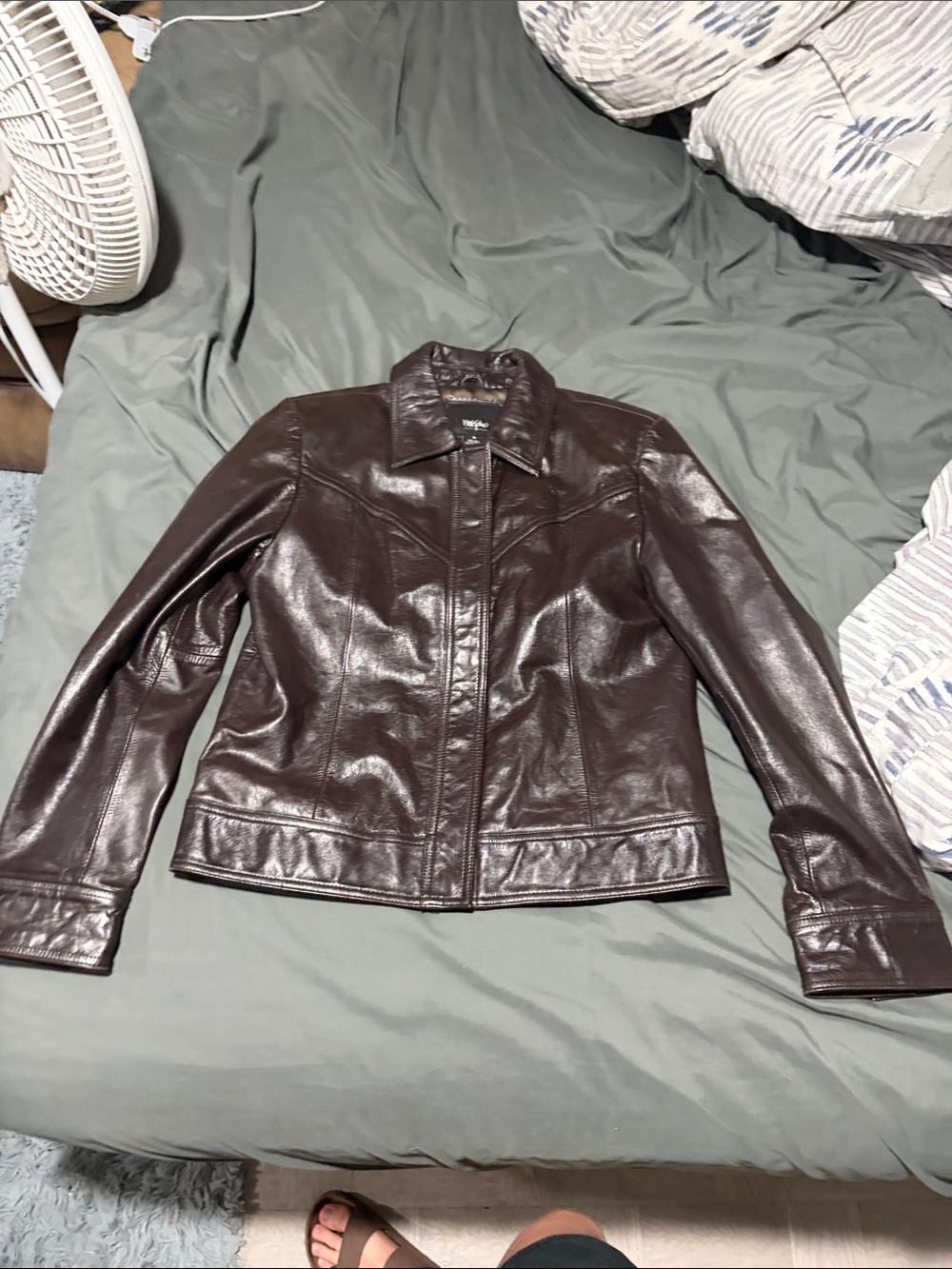 Vintage mossimo men’s Leather Jacket - Dark Brown